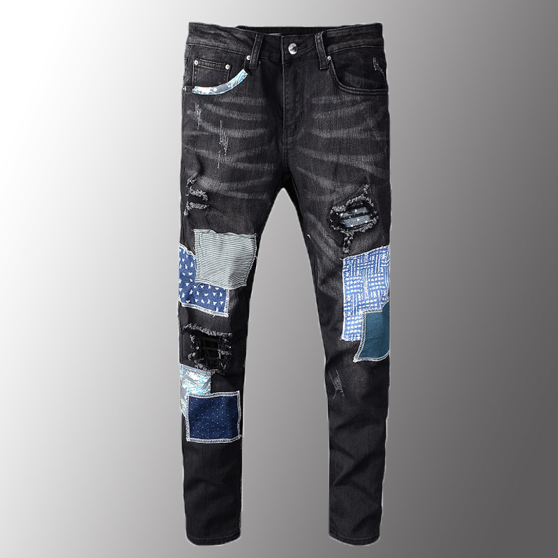 Minglu Mens Jeans Luxury Men's Black Patchwork Ripped Jeans Streetwear Patch Design Stretch Denim Pants Slim Skinny Trousers
Minglu Mens Jeans Luxury Men's Black Patchwork Ripped Jeans Streetwear Patch Design Stretch Denim Pants Slim Skinny Trousers