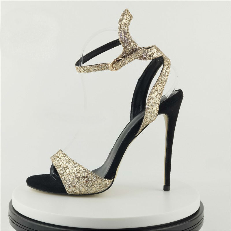 luxury high heel pointed toe women sandals in stock summer black gold sexy designer shoes