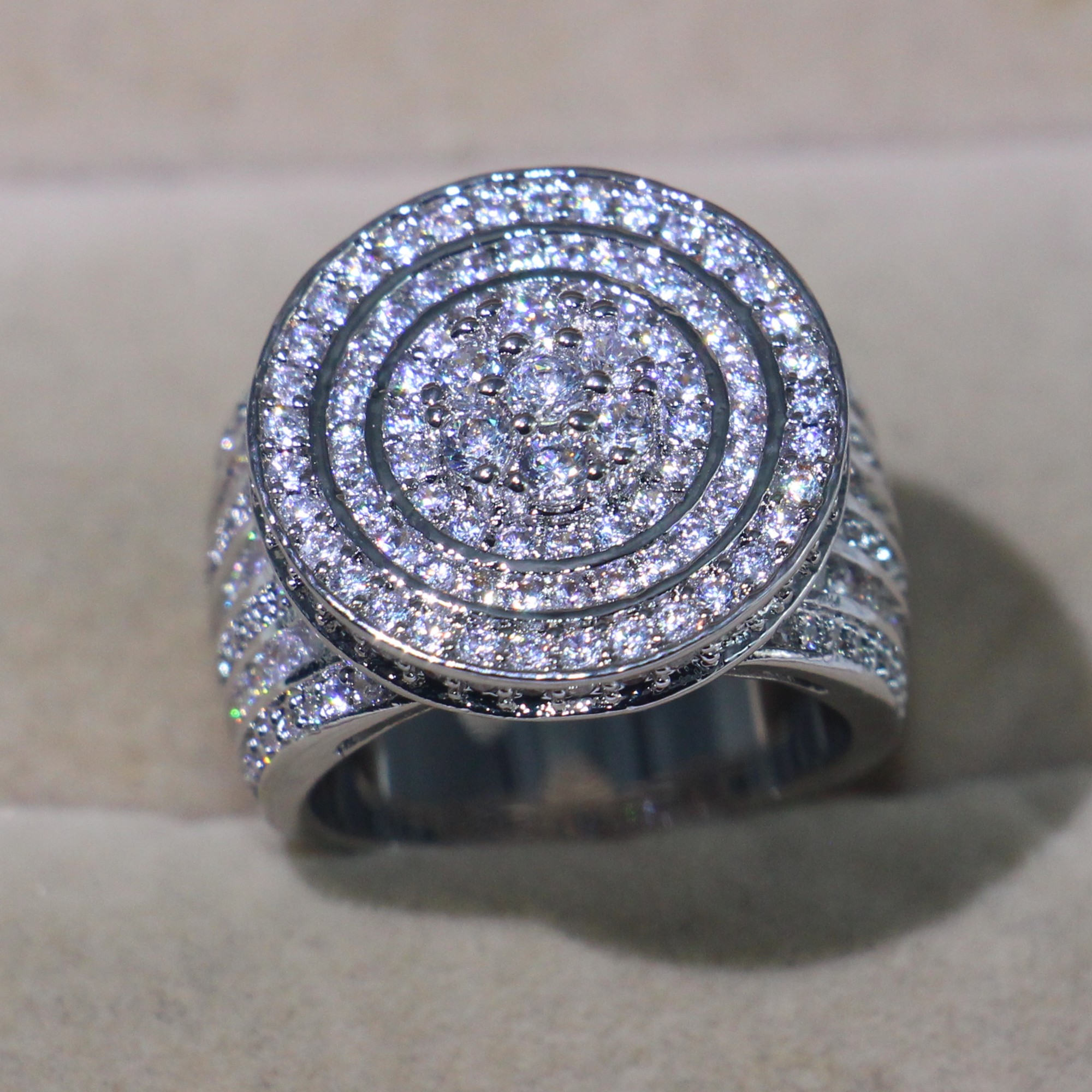 Luxury Jewelry 925 Sterling Silver Full White Sapphire Pave CZ Diamond Eternity Promise Women Wedding Engagement Finger Ring for Lover Gift