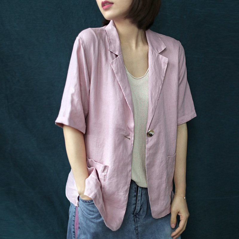 Casual Loose Slim Thin Linen Small Suit Sleeve Coat Women's Summer One-button Cardigan Jacket Blazer Feminino With 3colors, Black
Casual Loose Slim Thin Linen Small Suit Sleeve Coat Women's Summer One-button Cardigan Jacket Blazer Feminino With 3colors, Black