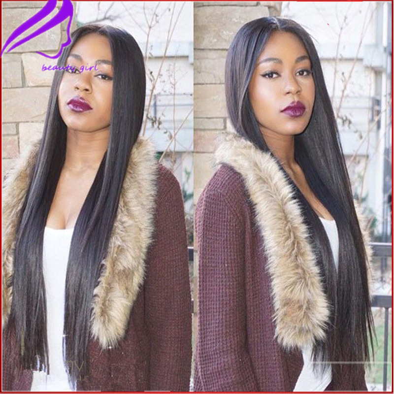 Synthetic Straight Lace Front Hair Wigs 10"-28" Natural black Color For Black Women Brazilian Wig 180 Density