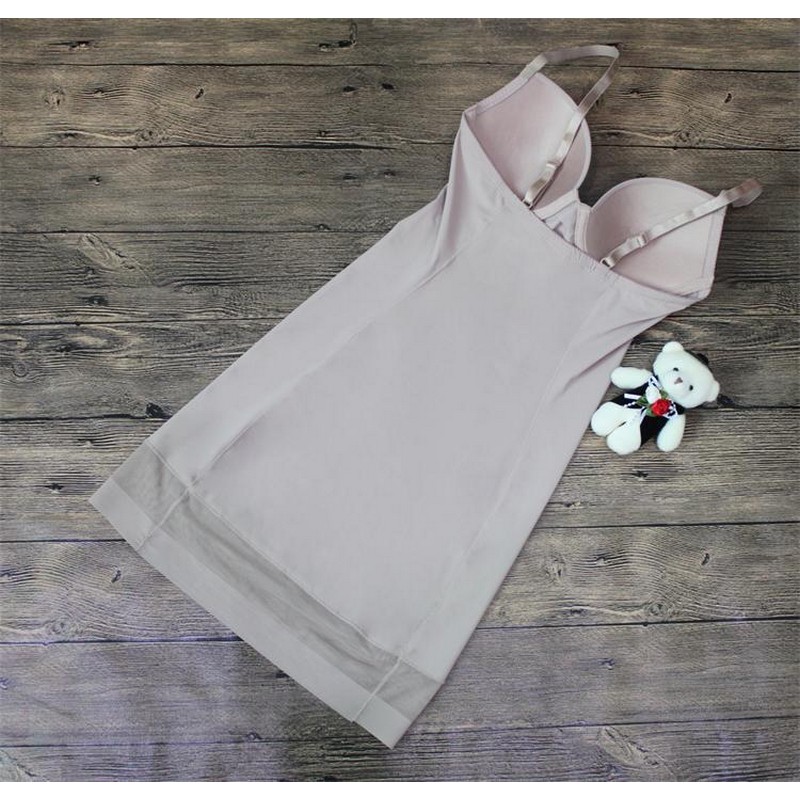 Women Sexy Padded Underwire Cups One-Piece Comfort Tummy Control Slip Dress Butt Lifter Underwear Bodyshaper Slimming Shapewear Black Nude