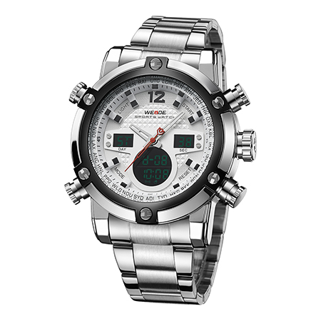 WEIDE Men Automatic Digital Electronic Watch LCD Camping Watches Led Quartz Wristwatch Stainless Steel Sport Orologio Clock WH5205, Black
WEIDE Men Automatic Digital Electronic Watch LCD Camping Watches Led Quartz Wristwatch Stainless Steel Sport Orologio Clock WH5205, Black