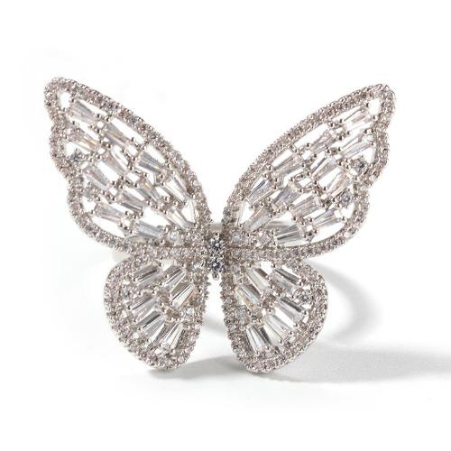 New in Butterfly Open Cuff Finger Rings Rose Gold Colorful Bling Cubic Zirconia Hollow Adjustable Index Ring Band for Girls Women Wolf Tide Jewelry Ge