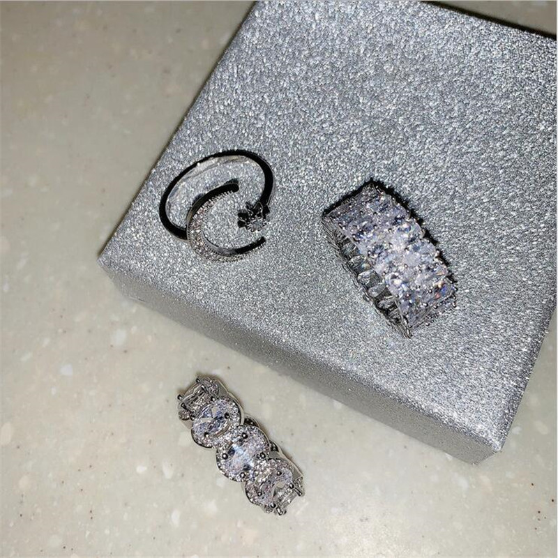 Water Drop Topaz CZ Dia Sterg Sier Wedding Band Ring for Women