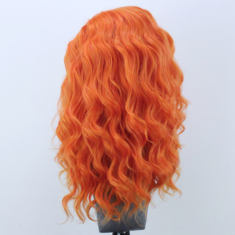 Hot selling orange lace front wigs full hand tied black/brown/burgundy red color deep wave wigs for african americans