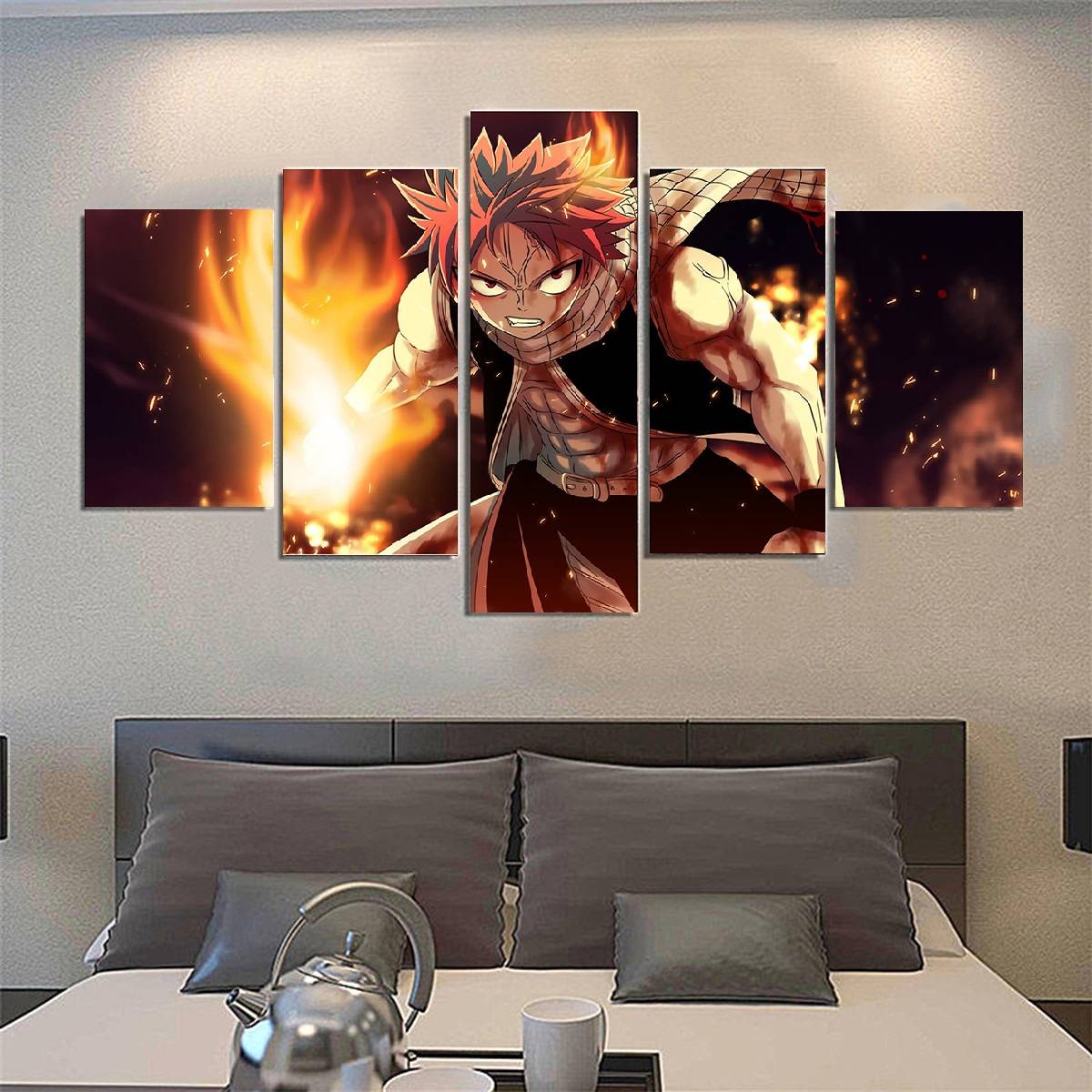 5pcs/set Unframed Fairy Tail Natsu Fire Dragon Slayers HD Print On Canvas Wall Art Painting For Living Room Decor