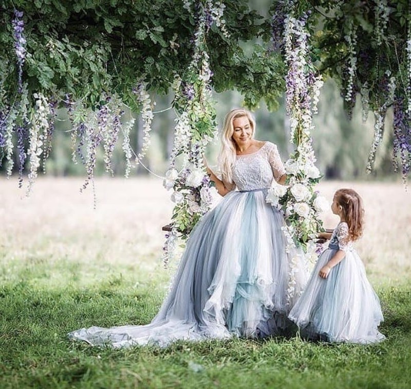 Modest Lovebabyj A E Wer Jewel Neck Short Sleeve Wedding Party Tulle Lace Applique Ankle Length Princess Girl Dress