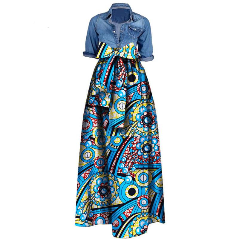 African Print Dresses for Women 2019 News Wax Fabric Skirts Traditioanal Dashiki Bazin Plus Size Party Fashion African Clothes