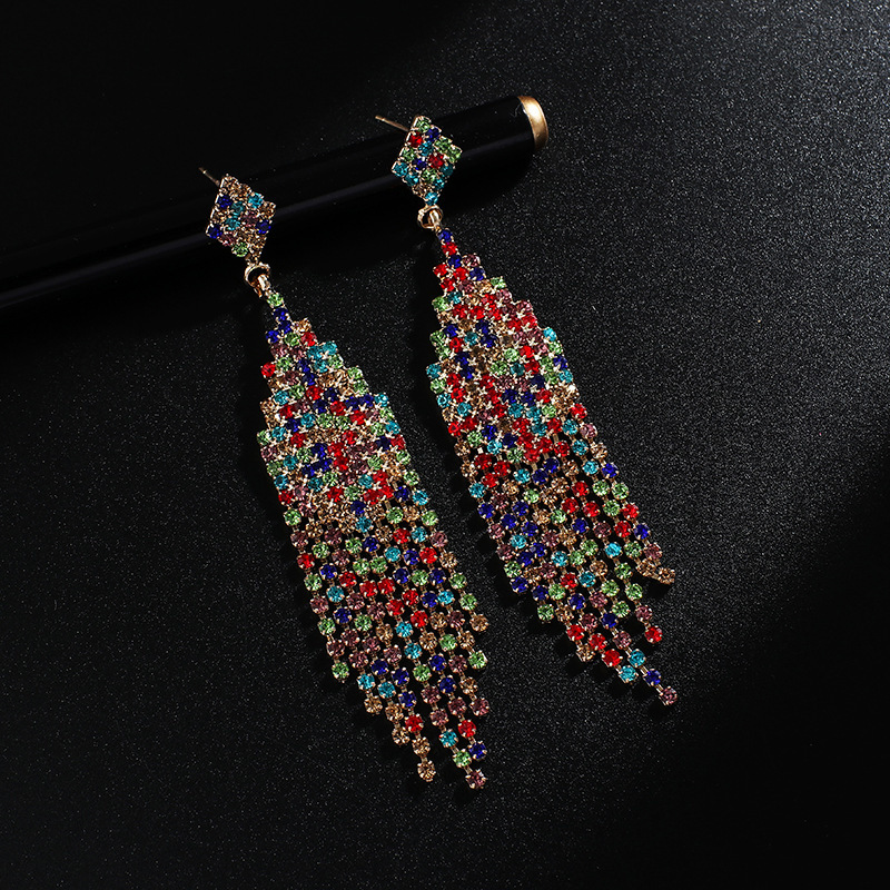 Personality Ornaments Tassels Twinkle Colour Rhinestone Earrings Woman Exaggeration Earring Long Paragraph Show Thin Eardrop
Personality Ornaments Tassels Twinkle Colour Rhinestone Earrings Woman Exaggeration Earring Long Paragraph Show Thin Eardrop