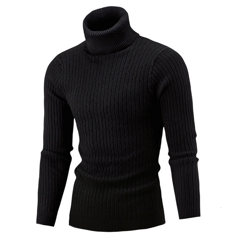 HEFLASHOR Spring Warm Turtleneck Sweater Men Fashion Solid Knitted Mens Sweaters 2019 Casual Male Double Collar Slim Pullover V191118