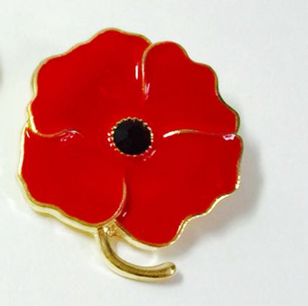Royal British Legion brooch Red Diamante Crystal Poppy Flower Brooch Pins Remebrance Day Gift
