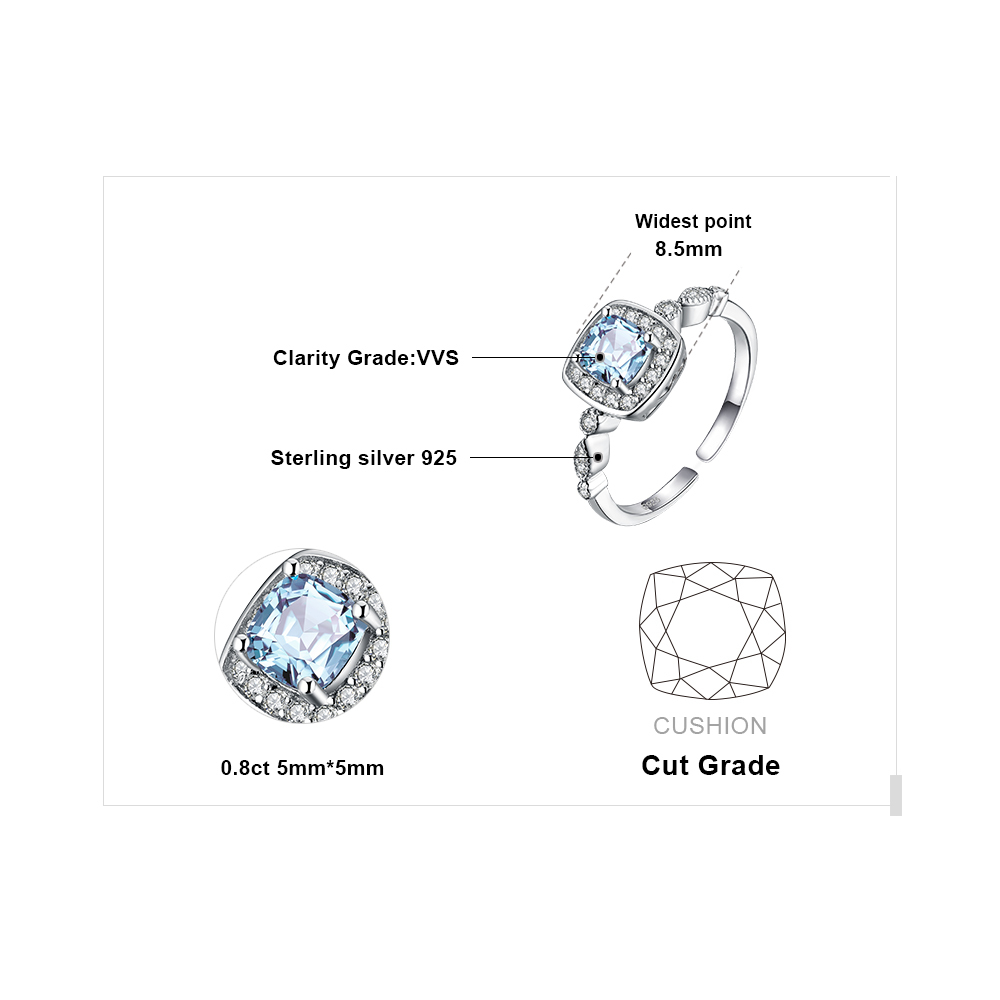 Jewelry 1ct Genuine Blue Topaz Ring 925 Sterling Silver Rings for Women Halo Engagement Ring Silver 925 Gemstones Jewelry V191220