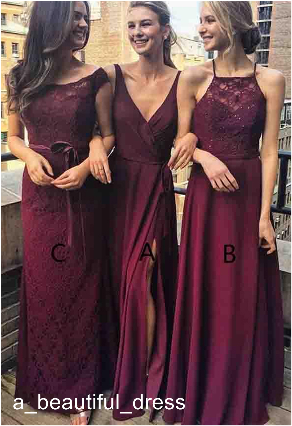 Sexy Formal Dresses Bridesmaid Dressese A-Line V-Neck Sleeveless Chiffon Long Bridesmaid Dressese Party Prom Dresses Custom Made