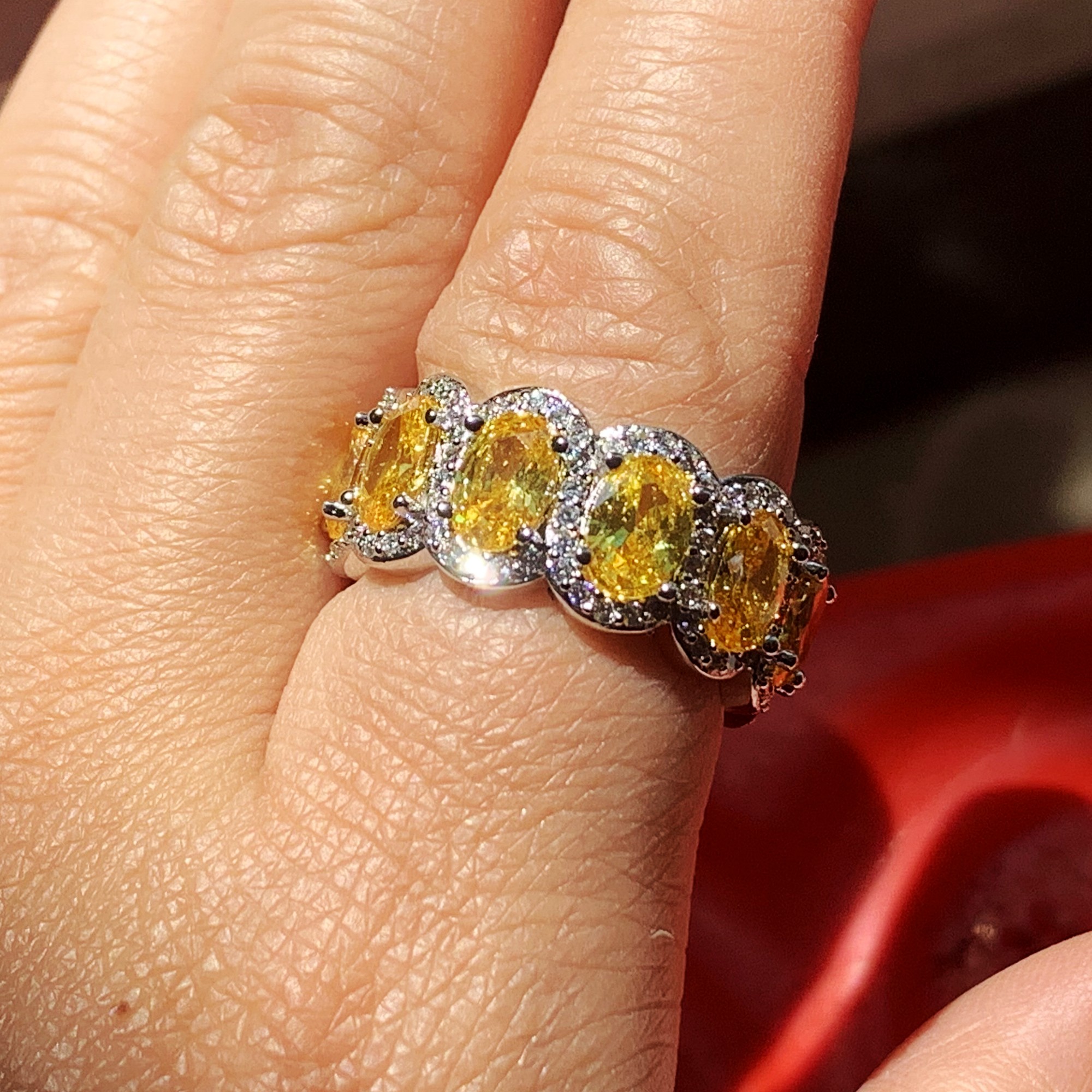 Drop Shipping New Arrival Luxury Jewelry Real 925 Sterling Silver Yellow Topaz CZ Diamond Women Wedding Band Ring for Lovers' Gift Size 5-10