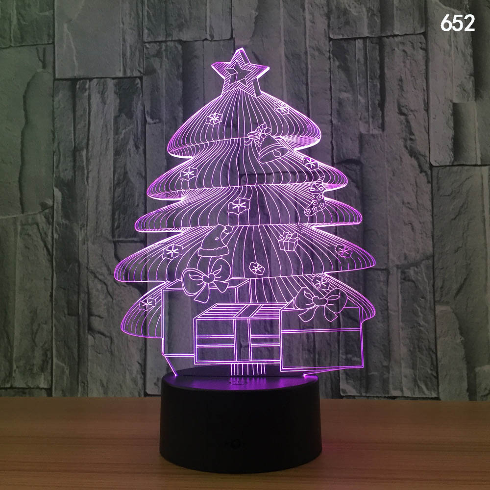 Bed Christmas Tree Snowmen Animal Cartoon Insect Music Character 3D Illusion LED Lamp Night Light Colorful USB Powered Mini Night Lights
