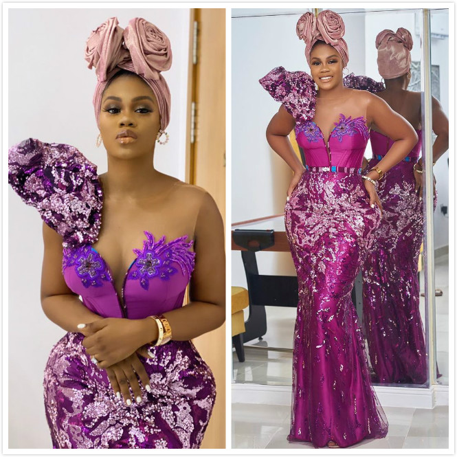 2020 Aso Ebi Arabi Purple Mermaid Sexy Evening Dresses Lace Beaded Prom Dresses Sheer Neck Formal Party Second Reception Gowns ZJ365