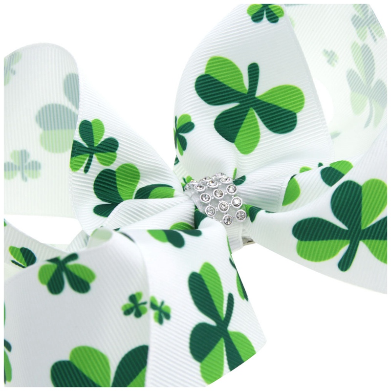 Hair Accessories Bows Clips St. Patrick's Day 6 Inches Hairpins Headbands For Children Girls Woman Headwear Green Shamrock Clover Printed Ribbon 