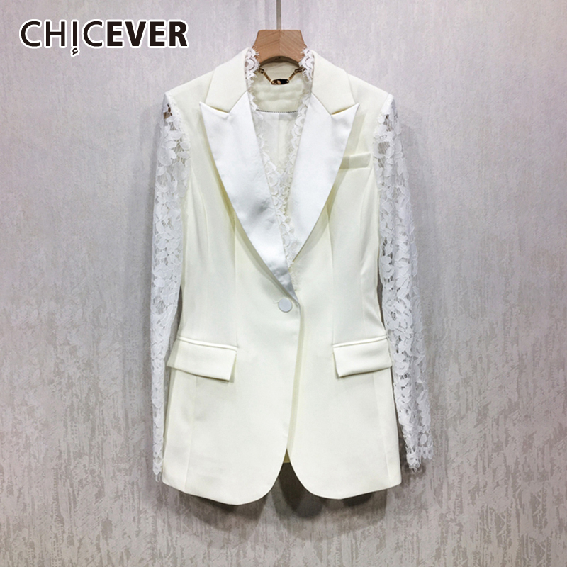 CHICEVER Elegant White Patchwork Lace Women' Blazer Notched Collar Long Sleeve Loose Coat Female 2019 Autumn Fashion New, Black
CHICEVER Elegant White Patchwork Lace Women' Blazer Notched Collar Long Sleeve Loose Coat Female 2019 Autumn Fashion New, Black