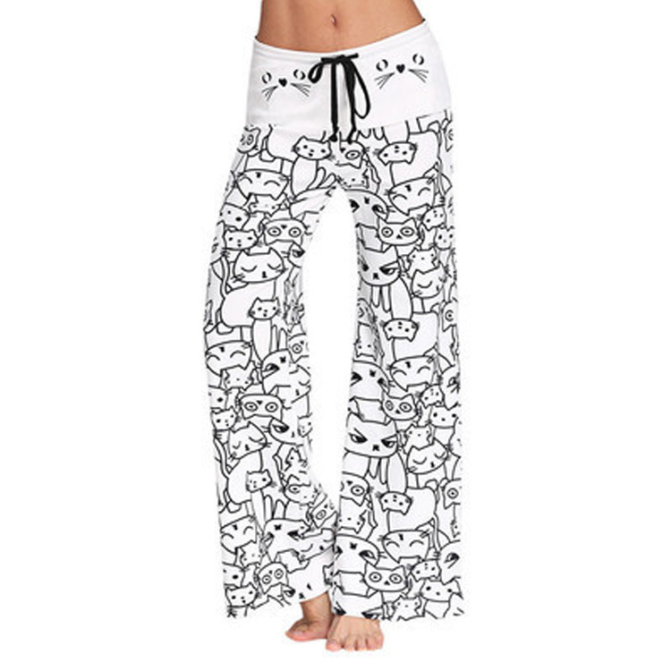 Februaryfrost 2020 Women Breathable Cat Print Wide Leg Pants Sports Gym Running Yoga Running Sport Fitness Loose Trousers, White 
Februaryfrost 2020 Women Breathable Cat Print Wide Leg Pants Sports Gym Running Yoga Running Sport Fitness Loose Trousers, White