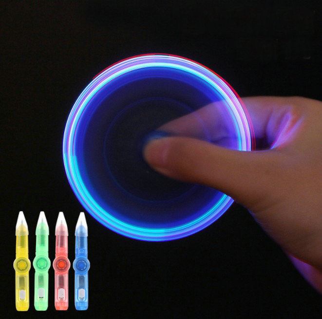 

gifts cheap plastic Mini Colorful Flash Gyro Rotated luminous LED Light Pen creative multi function children hand spinner fidget toys pen, Random