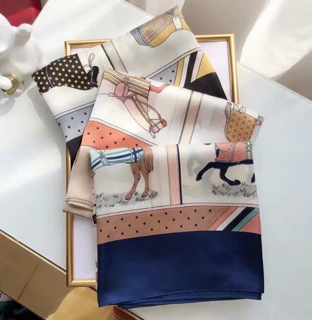 Spring new simulation silk scarf female fashion temperament printing small square scarf Korean version of the scarf WY763