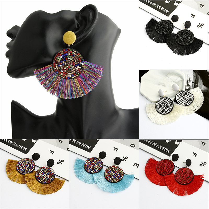 Bohemian luxury crystal Fan-shaped Drop Earrings For Women exaggerated large geometric Tassel pendant dangler handmade woman's Jewelry
Bohemian luxury crystal Fan-shaped Drop Earrings For Women exaggerated large geometric Tassel pendant dangler handmade woman's Jewelry