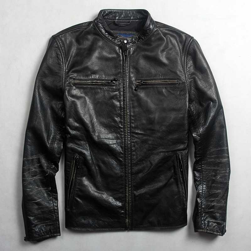 men' vintage Avirexmen genuine jackets fashion real leather male slim fit cowskin motorcycle biker jacket, Black
men' vintage Avirexmen genuine jackets fashion real leather male slim fit cowskin motorcycle biker jacket, Black