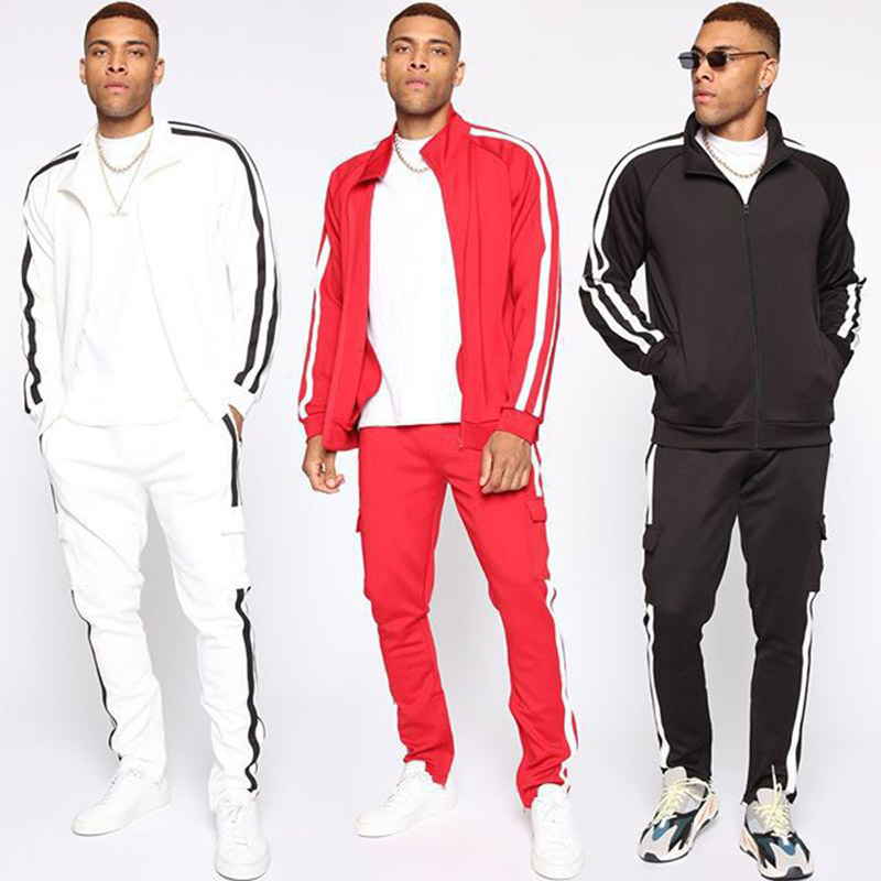 Men's sportswear fashion striped cardigan jacket + sports pants Sports suit men's Chinese collar casual training track suits, White
Men's sportswear fashion striped cardigan jacket + sports pants Sports suit men's Chinese collar casual training track suits, White