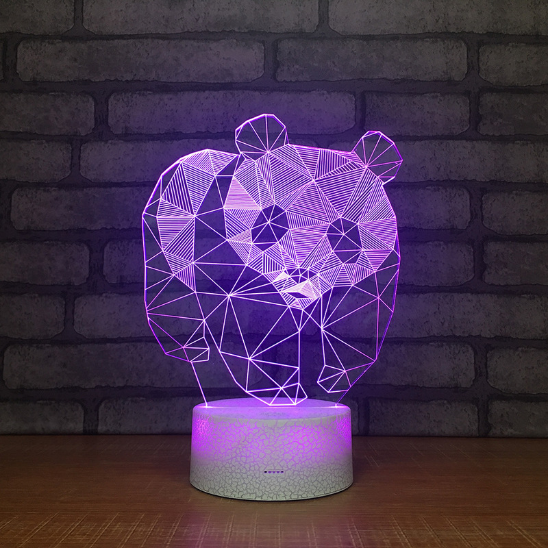 Panda Shape 3D Table Lamp LED Night Light 7 Colors Changing Bedroom Sleep Lighting Home Decor Gifts
