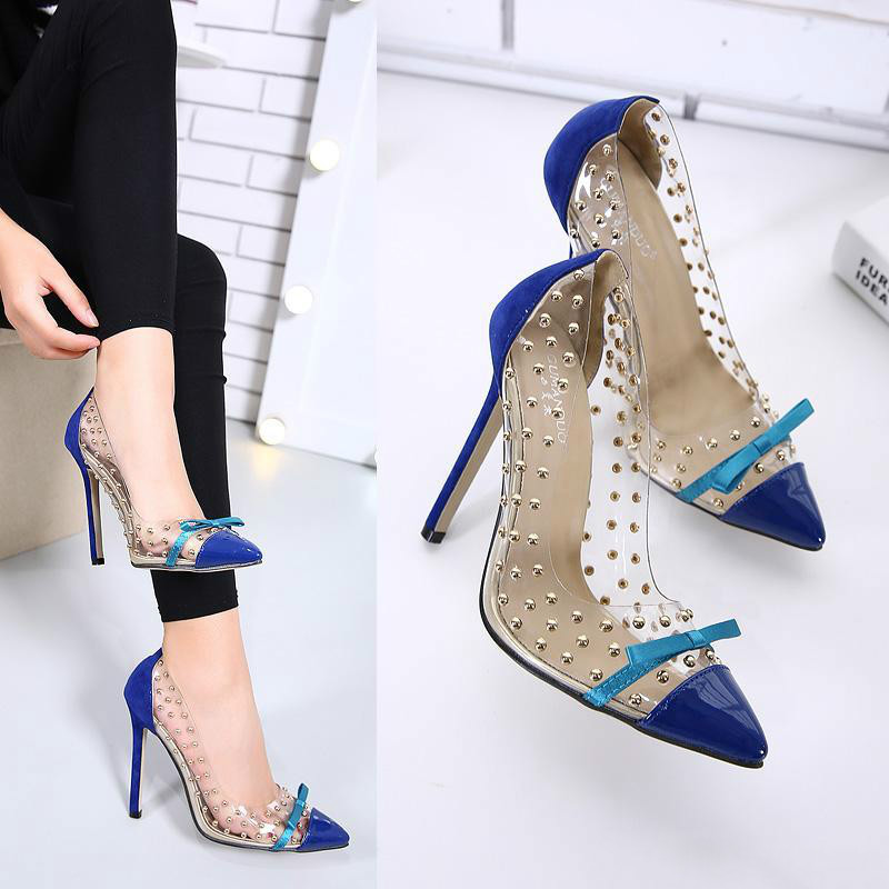 Hot Sale Patchwork Red Bottom High Heels Rivets Studded Shoes Sexy Women Pumps size 35 to 40, Blue with beige bottom
Hot Sale Patchwork Red Bottom High Heels Rivets Studded Shoes Sexy Women Pumps size 35 to 40, Blue with beige bottom