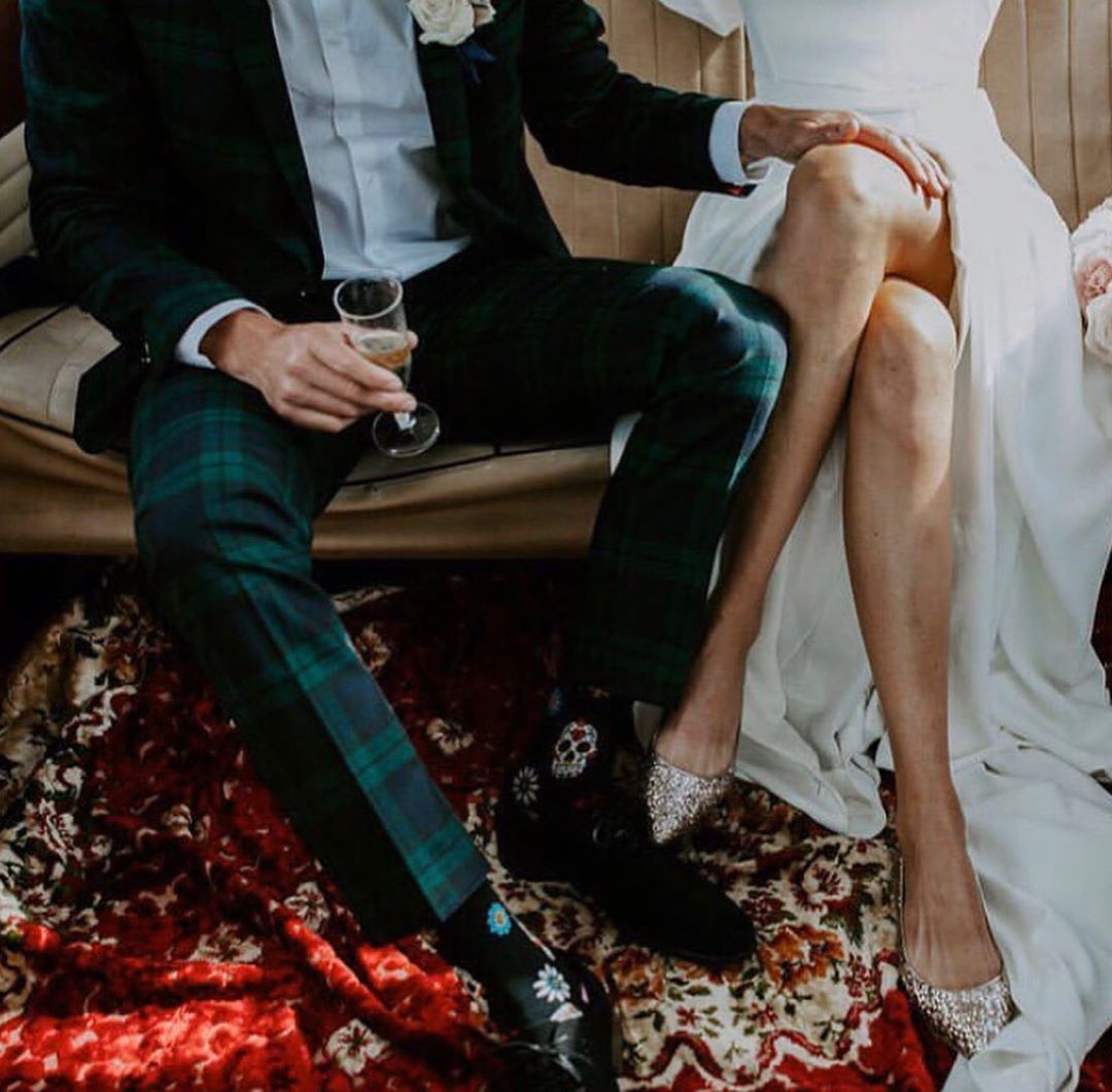 Handsome Dark Green Plaid Check Mens Wedding Suits Peaked Lapel Groom Formal Wear Prom Tuxedos Best Man Blazer Suit (Jacket+Pants)