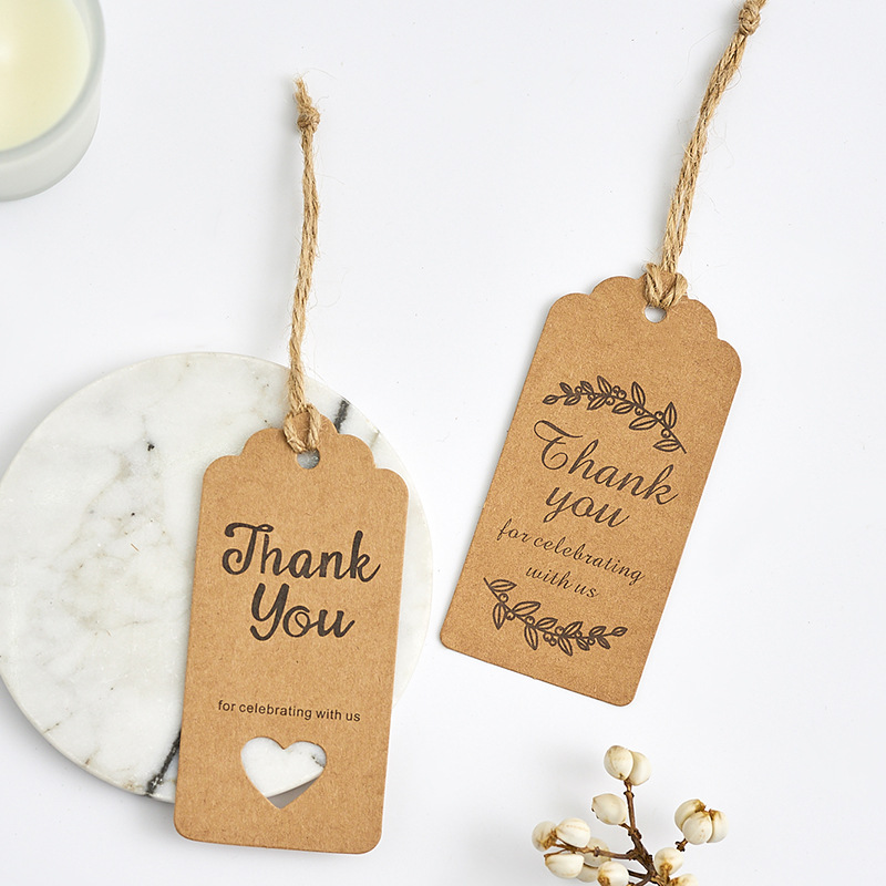 100 Pcs Lot Thank You Kraft Paper Cards Pretty Design Printing Fower Necklace Earring Hairpin Brooch Handmade Jewelry Packaging