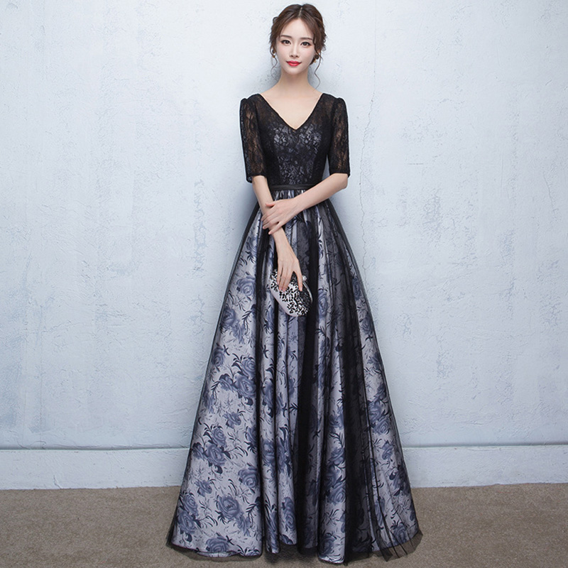 Sexy Black V-Neck A Line Evening Dresses 2018 New Haute Couture Half Sleeve Prom Party Dress Evening Gowns vestido de festa
Sexy Black V-Neck A Line Evening Dresses 2018 New Haute Couture Half Sleeve Prom Party Dress Evening Gowns vestido de festa