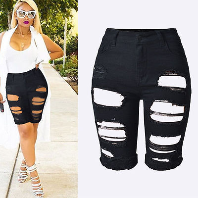 Sexy Womens Elastic Hole Short Pants Denim Shorts Ripped Jeans Trousers C19041102