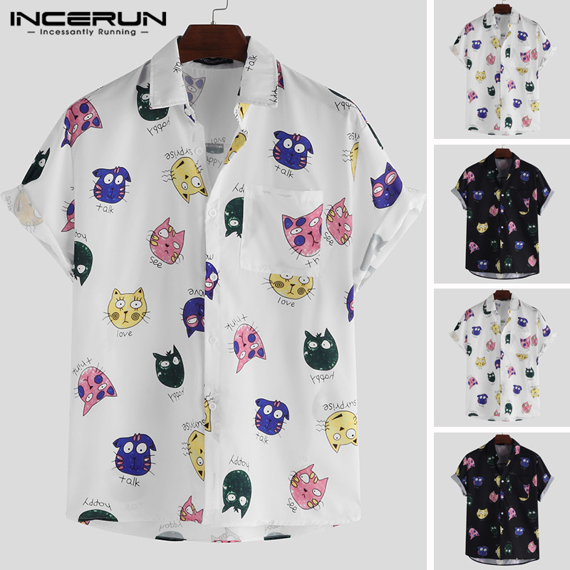 INCERUN Men Shirt Cartoon Printed Short Sleeve Loose Casual Hawaiian Shirt Men Summer Cool Fashion Streetwear Couple Shirts 2019, Black shirt
INCERUN Men Shirt Cartoon Printed Short Sleeve Loose Casual Hawaiian Shirt Men Summer Cool Fashion Streetwear Couple Shirts 2019, Black shirt