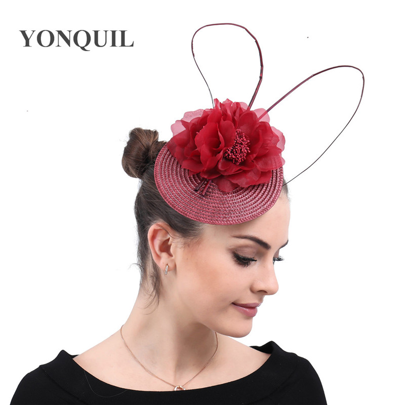 Marron wedding women elegant fascinator party hat with fancy flower headwear hair clip ladies even race show hair accessories
Marron wedding women elegant fascinator party hat with fancy flower headwear hair clip ladies even race show hair accessories