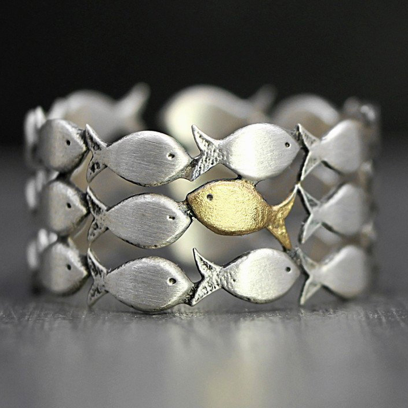 Lucky fish group hollow out Open rings for women 2019 fashion brand Cute girls Animal finger ring Cocktail party jewelry Bague, Silver
Lucky fish group hollow out Open rings for women 2019 fashion brand Cute girls Animal finger ring Cocktail party jewelry Bague, Silver