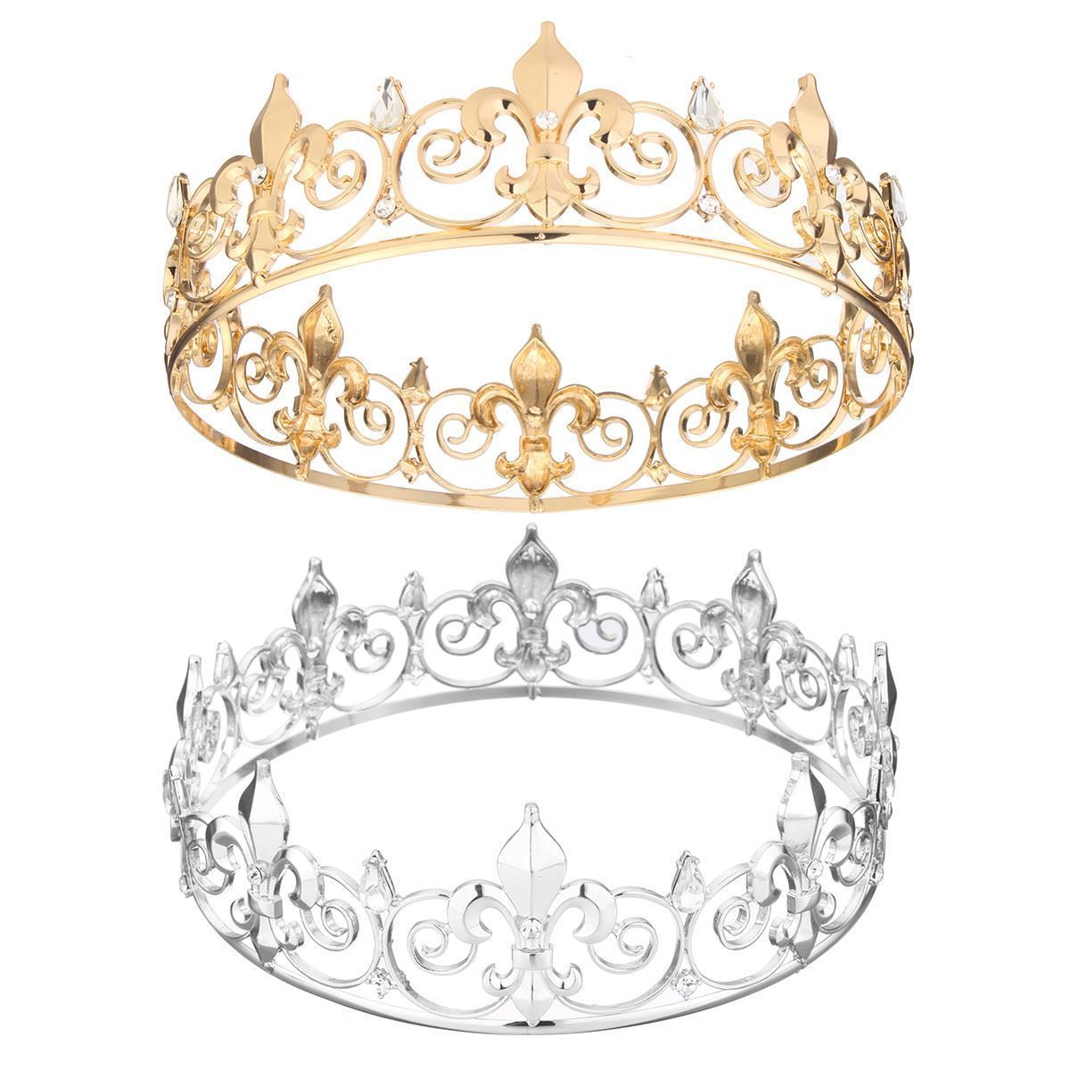 Golden/Silver Wedding Bridal Crystal Tiara Crown King Queen Pageant Prom Rhinestone Veil Tiara Headband Wedding Hair Jewelry D19011102