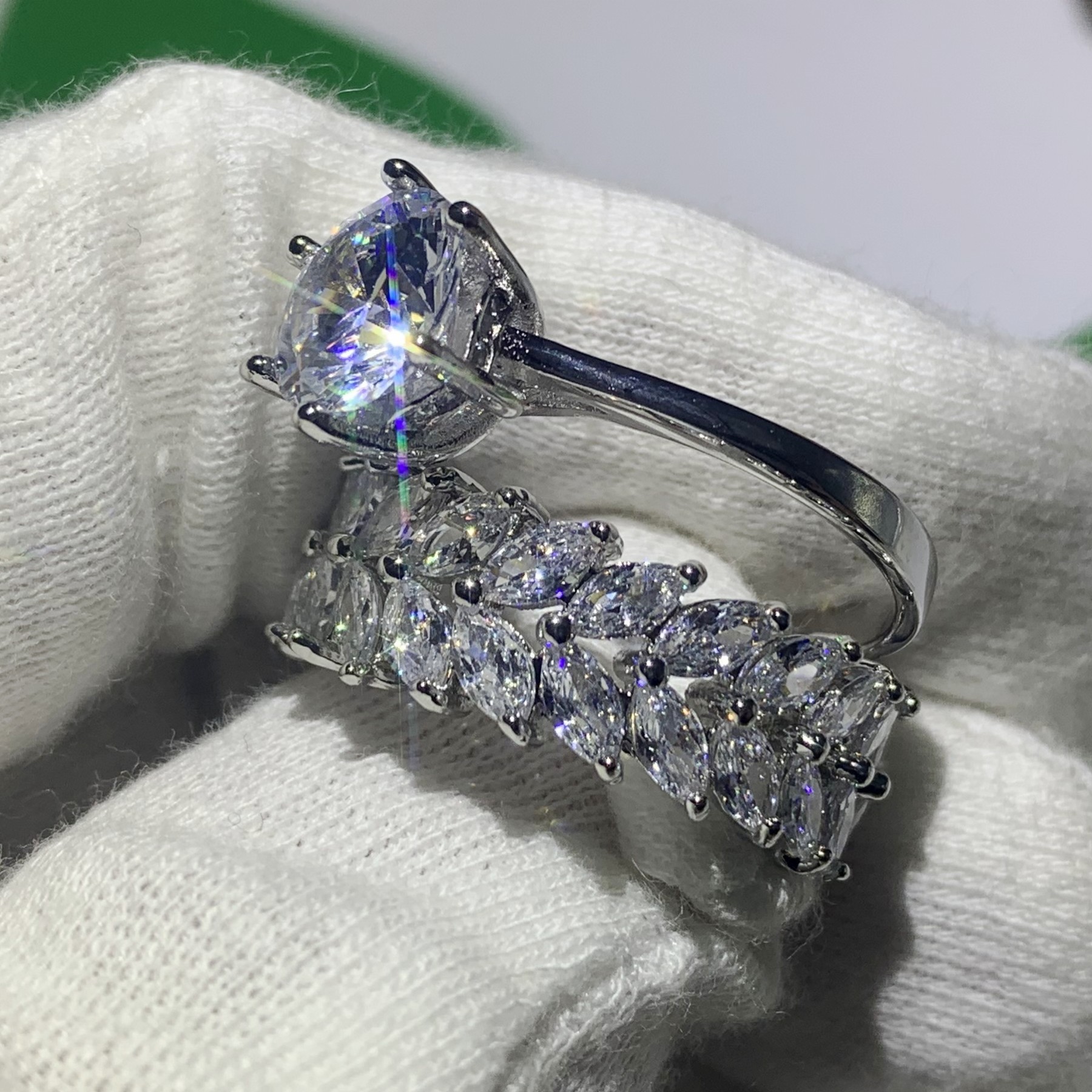 Choucong Stunning High Quality Luxury Jewelry Couple Rings 925 Sterling Silver Marquise Cut White Topaz CZ Diamond Wedding Band Ring Gift