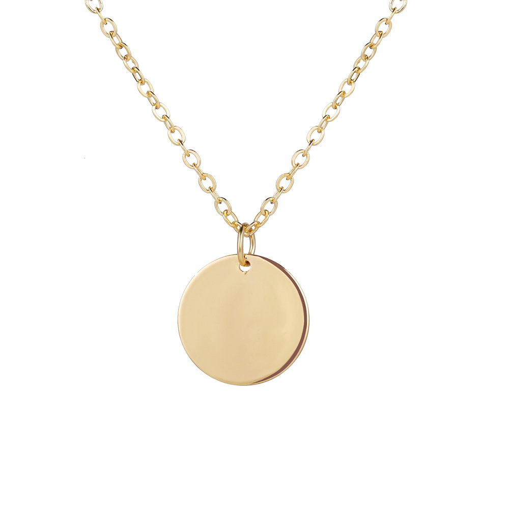 2024 New Fashion Stainless Steel Necklace Round Circle Pendant For Women Elegant Gold Silver Necklace Wedding Jewelry Wholesale Mother Gift