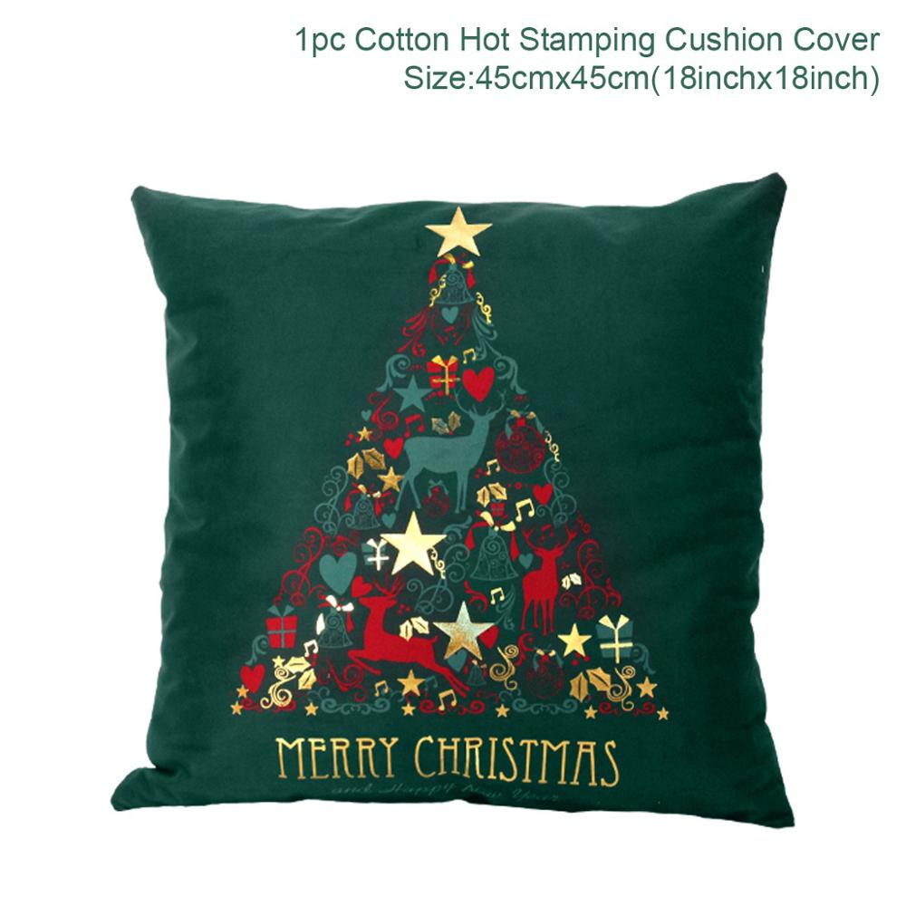 Christmas Green Cotton Hot Stamping Pillowcase Christmas Decoration for Home Party Decor Kerst