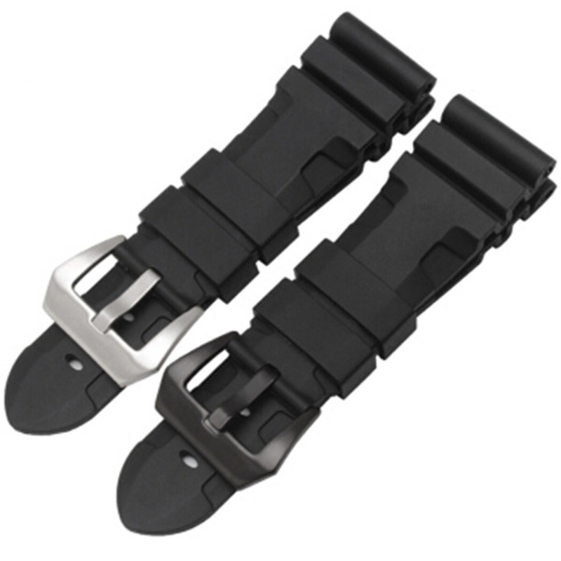 Rubber Band For Panerai Watch Silicone Strap Wrist Watchbands Black 2426mm