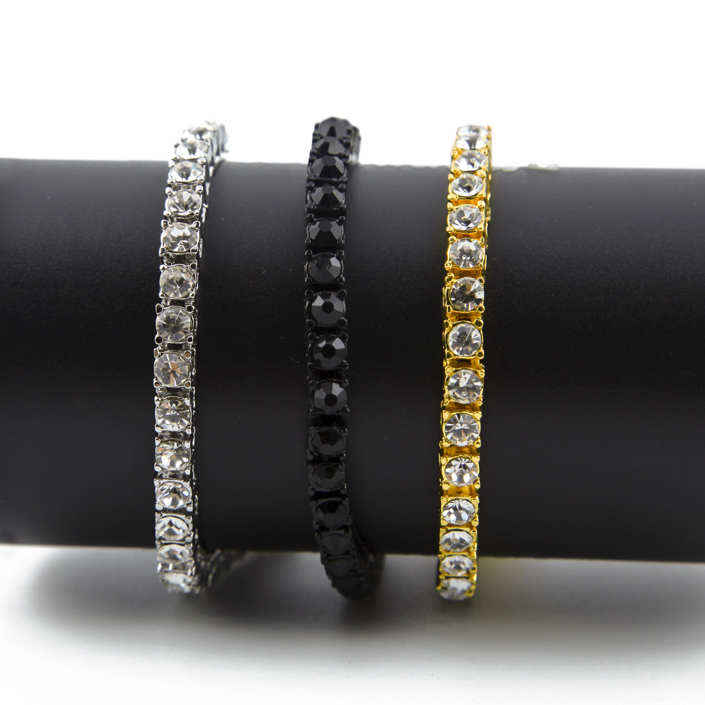 4mm 5mm Hip Hop Tennis Chain Bracelets Full Rhinestones Gold Plated Men Women Party Jewelry