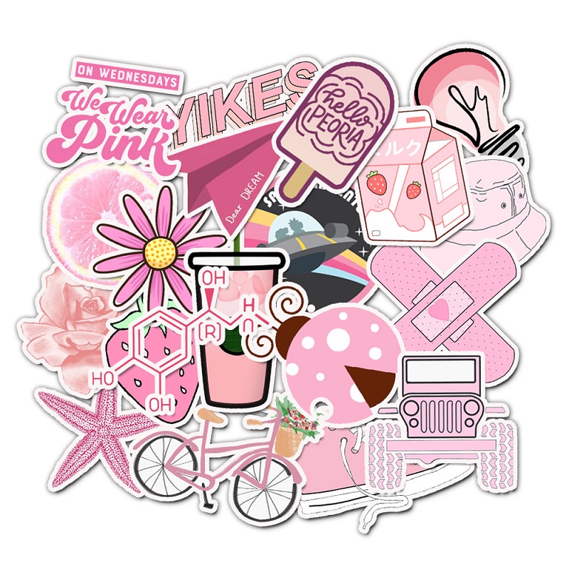 50pcs Lovely Stickers Cute Girl Stickers Car Waterproof Decales Aesthetic Trendy Girls Teens Sticker for Water Bottles Laptop Phone Motorcycle
