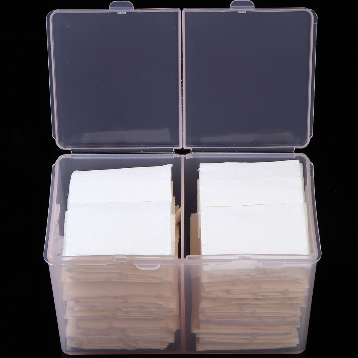 Nail Art 2 Colors Clear Compartments Holder Organizer Container Gel Polish Remover Cleaning Cotton Pad Swab Storage Box