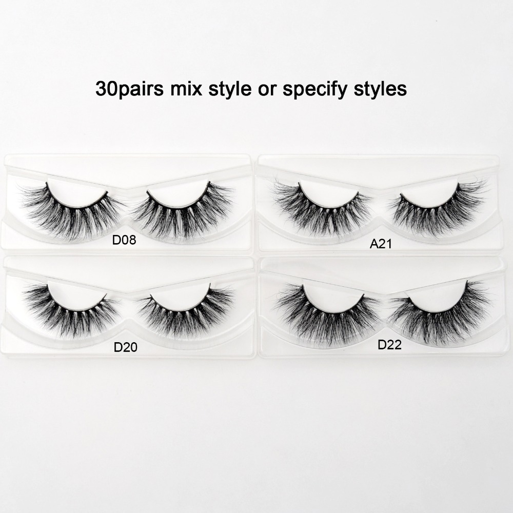 3D Mink Lashes With Tray No Box 30 Pairs Pack Hand Made Full Strip Lashes Mink False Eyelashes Makeup Eyelashes Cilios