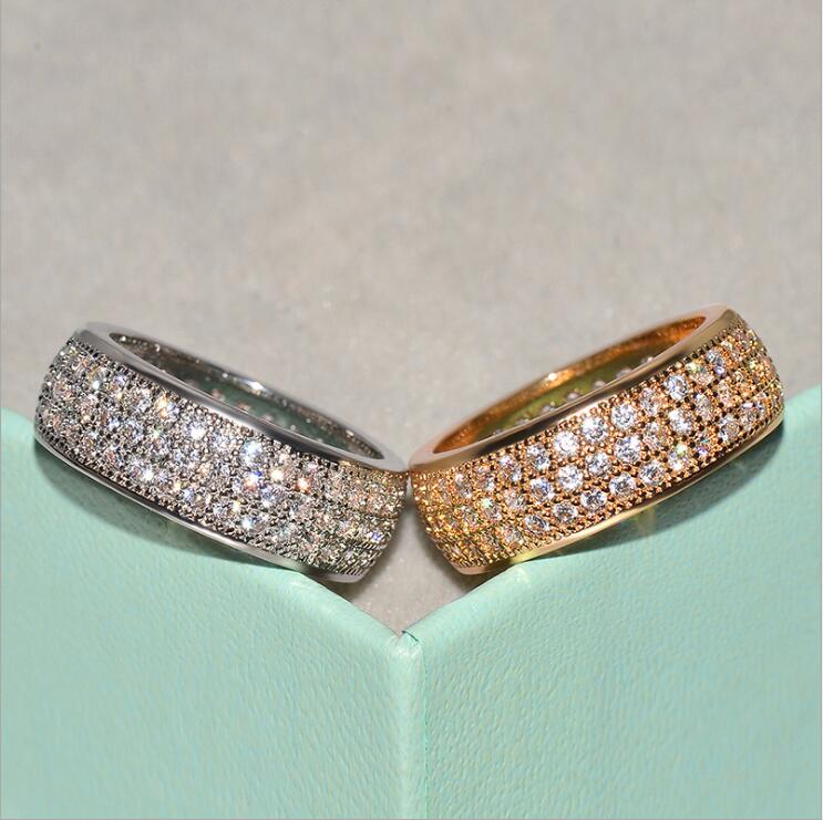 Choucong Luxury Jewelry 925 Sterling Silver&Gold Fill Pave White Sapphire CZ Diamond Popular Party Women Wedding Bridal Ring For Lover Gift