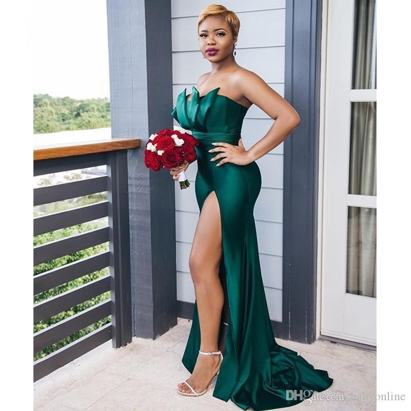 Mixed Styles Mermaid Bridesmaid Dresses Plus Size Side Split Off Shoulder Wedding Party Dress Vestidos De Fiesta Maid Of Hohor BM0199