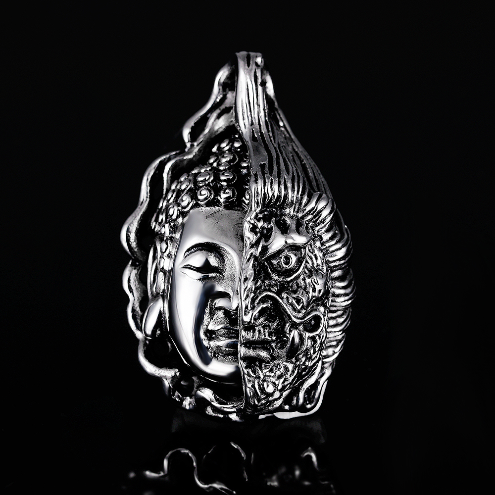 Half Magic Half Buddha Pendant Necklace 316L Stainless Steel 18k Gold Plated Men's Folk-custom Couple Pendant Necklace Jewelry